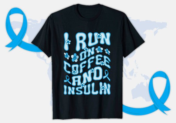 Retro Wavy Diabetes Awareness T-shirt